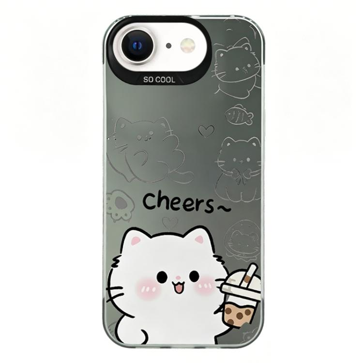 Custodia per telefono ibrida in PC e TPU con motivo IMD placcato argento colorato, For iPhone 8 Plus / 7 Plus