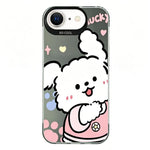 Custodia per telefono ibrida in PC e TPU con motivo IMD placcato argento colorato, For iPhone 8 Plus / 7 Plus