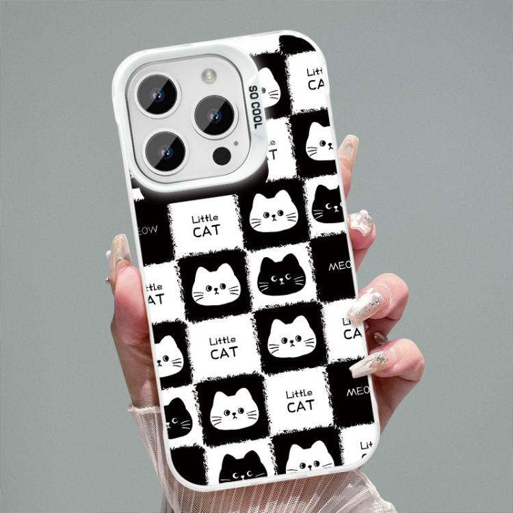 Custodia per telefono ibrida in PC e TPU con motivo IMD placcato argento colorato, For iPhone 8 Plus / 7 Plus
