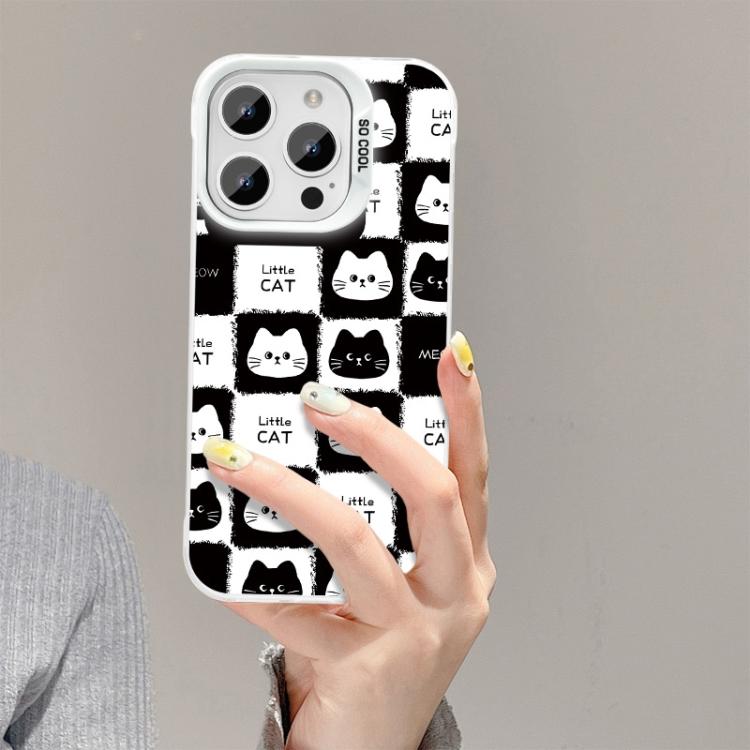 Custodia per telefono ibrida in PC e TPU con motivo IMD placcato argento colorato, For iPhone 8 Plus / 7 Plus