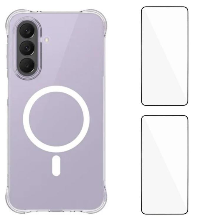 WANLONFENG Custodia per telefono in TPU trasparente, magnetica, antiurto, con quattro angoli rinforzati e 2 pellicole protettive per lo schermo., For Galaxy A57 5G, For Galaxy A37 5G, For Galaxy A27 5G, For Galaxy A17 5G, For Galaxy A56 5G             ...