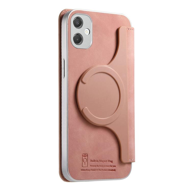 Custodia per telefono CaseNeo con cerniera magnetica a portafoglio e fori di precisione, bordi argentati e finitura in pelle vegana a grana incrociata., For Galaxy A05, For Galaxy A05s, For Galaxy A25 5G