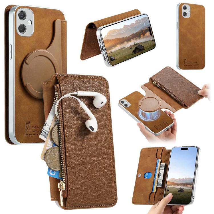 Custodia per telefono CaseNeo con cerniera magnetica a portafoglio e fori di precisione, bordi argentati e finitura in pelle vegana a grana incrociata., For Galaxy A05, For Galaxy A05s, For Galaxy A25 5G