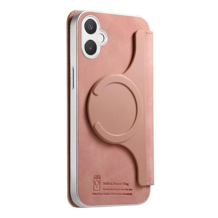 Custodia per telefono CaseNeo con cerniera magnetica a portafoglio e fori di precisione, bordi argentati e finitura in pelle vegana a grana incrociata., For Galaxy A08 / A07 4G / 5G, For Galaxy A18 / A17 4G / 5G, For Galaxy A57 5G