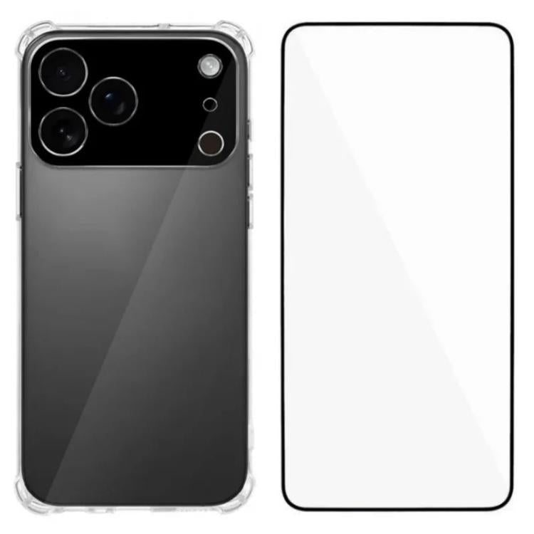 Custodia per telefono in TPU trasparente con angoli airbag e pellicola protettiva per lo schermo., For iPhone 17e / 16e, For iPhone 17 Pro Max, For iPhone 17 Pro, For iPhone 17, For iPhone Air, For iPhone 16 Pro Max, For iPhone 16 Pro, For iPhone 16   ...