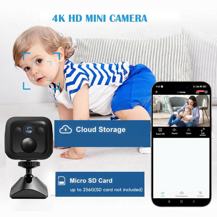 Telecamera Wi-Fi intelligente HD B01 per la casa, supporta la visione notturna e il rilevamento del movimento., B01