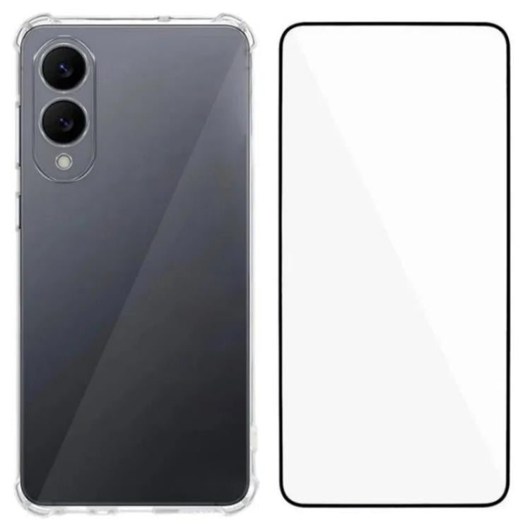 Custodia per telefono in TPU trasparente con angoli airbag e pellicola protettiva per lo schermo., For Galaxy S26+ 5G, For Galaxy S26 Ultra 5G, For Galaxy S26 5G, For Galaxy S25 FE 5G, For Galaxy S25 Edge 5G, For Galaxy S25 5G, For Galaxy S25+ 5G      ...