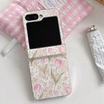 Custodia magnetica antiurto per telefono con motivo tulipani rosa., For Galaxy Z Flip5/6 / 7 FE, For Galaxy Z Flip7 5G