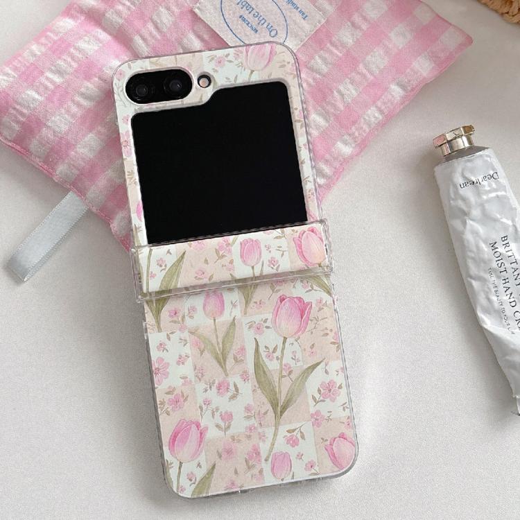 Custodia magnetica antiurto per telefono con motivo tulipani rosa., For Galaxy Z Flip5/6 / 7 FE, For Galaxy Z Flip7 5G