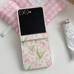 Custodia magnetica antiurto per telefono con motivo tulipani rosa., For Galaxy Z Flip5/6 / 7 FE, For Galaxy Z Flip7 5G
