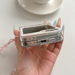 Custodia magnetica antiurto per telefono con motivo tulipani rosa e cinturino, For Galaxy Z Flip5/6 / 7 FE, For Galaxy Z Flip7 5G