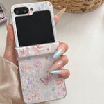 Custodia magnetica antiurto per telefono con motivo floreale e farfalla., For Galaxy Z Flip5/6 / 7 FE, For Galaxy Z Flip7 5G