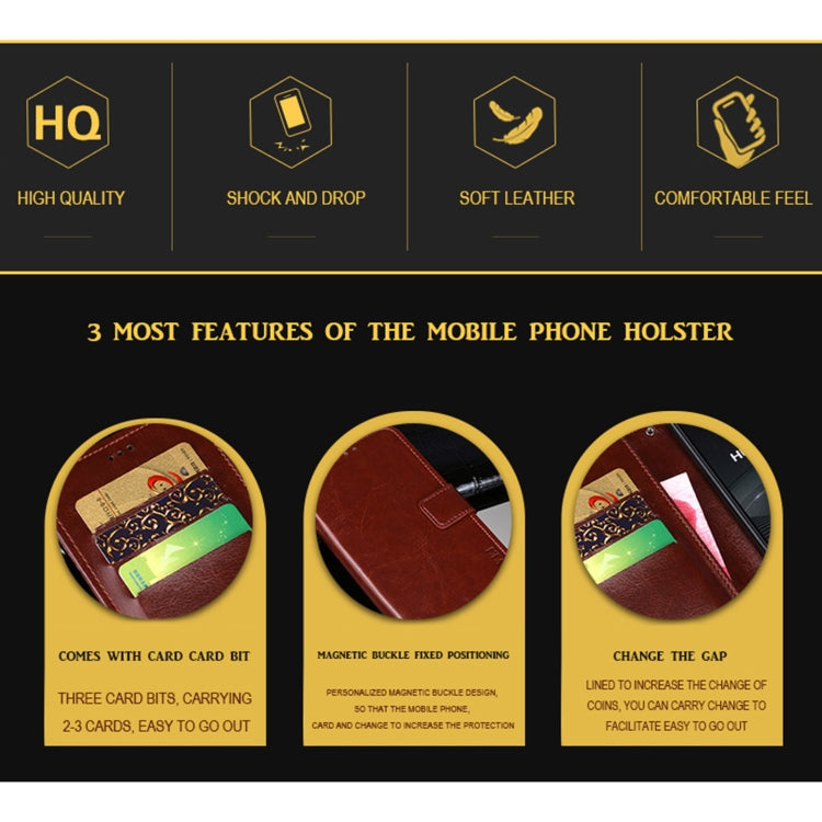 idewei Custodia in pelle a vibrazione orizzontale Crazy Horse Texture con supporto e slot per carte e portafoglio, For OPPO A73, For OPPO F17, For OPPO F17 Pro