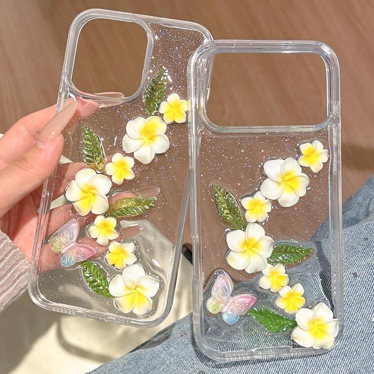 Custodia per telefono in acrilico con effetto farfalla 3D e plumeria, realizzata in resina epossidica., For iPhone 17 Pro Max, For iPhone 17 Pro, For iPhone 17, For iPhone Air, For iPhone 16 Pro Max, For iPhone 16 Pro, For iPhone 16 Plus, For iPhone 16...