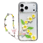 Custodia per telefono in acrilico con motivo a farfalla e plumeria 3D in resina epossidica e catenella da polso., For iPhone 17 Pro Max, For iPhone 17 Pro, For iPhone 17, For iPhone Air, For iPhone 16 Pro Max, For iPhone 16 Pro, For iPhone 16 Plus     ...