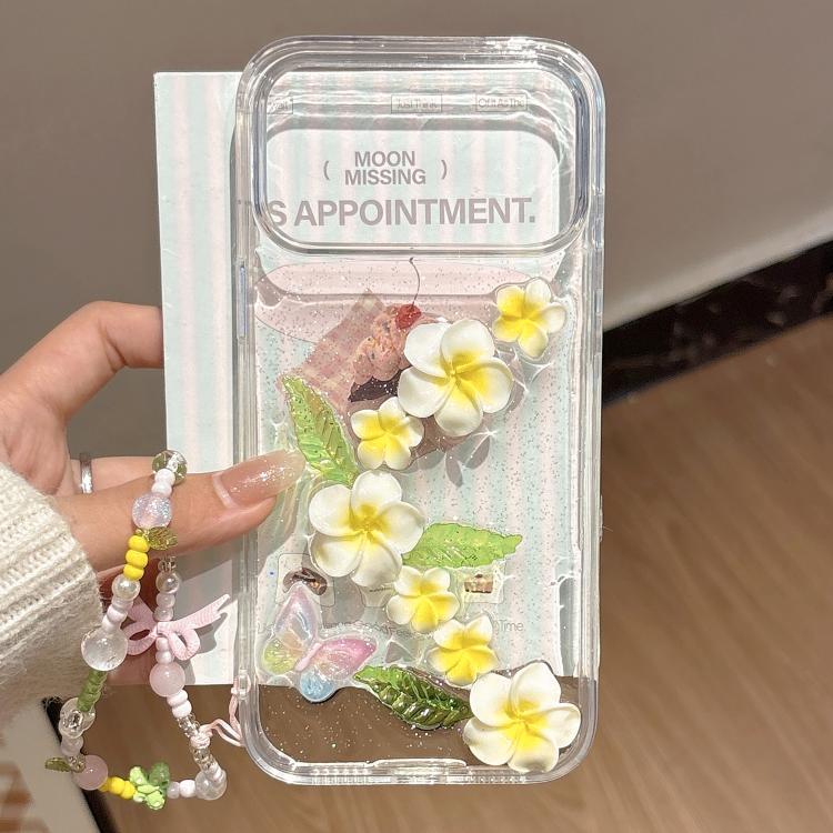 Custodia per telefono in acrilico con motivo a farfalla e plumeria 3D in resina epossidica e catenella da polso., For iPhone 17 Pro Max, For iPhone 17 Pro, For iPhone 17, For iPhone Air, For iPhone 16 Pro Max, For iPhone 16 Pro, For iPhone 16 Plus     ...