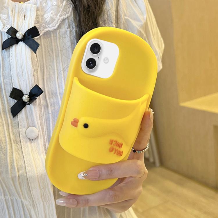 Custodia per telefono in silicone con design a pantofola in stile cartone animato., For iPhone 17, For iPhone 16 Pro Max, For iPhone 16 Pro, For iPhone 16, For iPhone 15 Pro Max, For iPhone 15 Pro, For iPhone 15 Plus, For iPhone 15