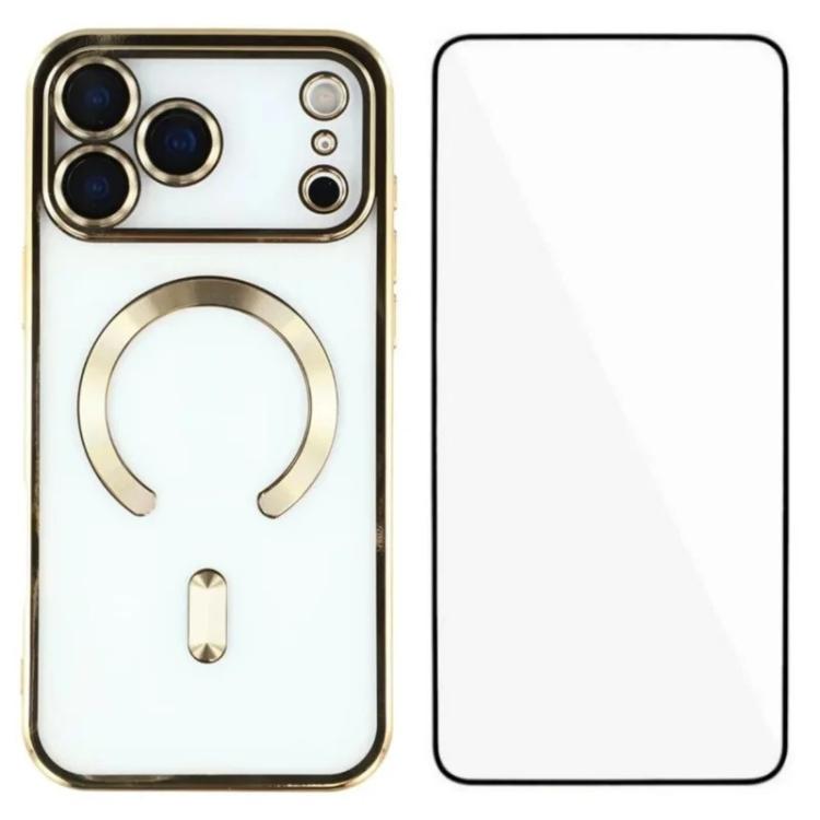 Custodia per telefono WANLONFENG CD magnetica in TPU galvanizzato con protezione per lo schermo, For iPhone 17 Pro Max, For iPhone 17 Pro, For iPhone 17