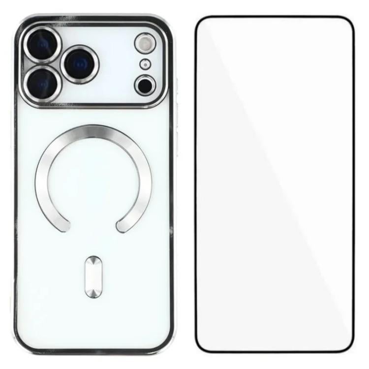 Custodia per telefono WANLONFENG CD magnetica in TPU galvanizzato con protezione per lo schermo, For iPhone 17 Pro Max, For iPhone 17 Pro, For iPhone 17