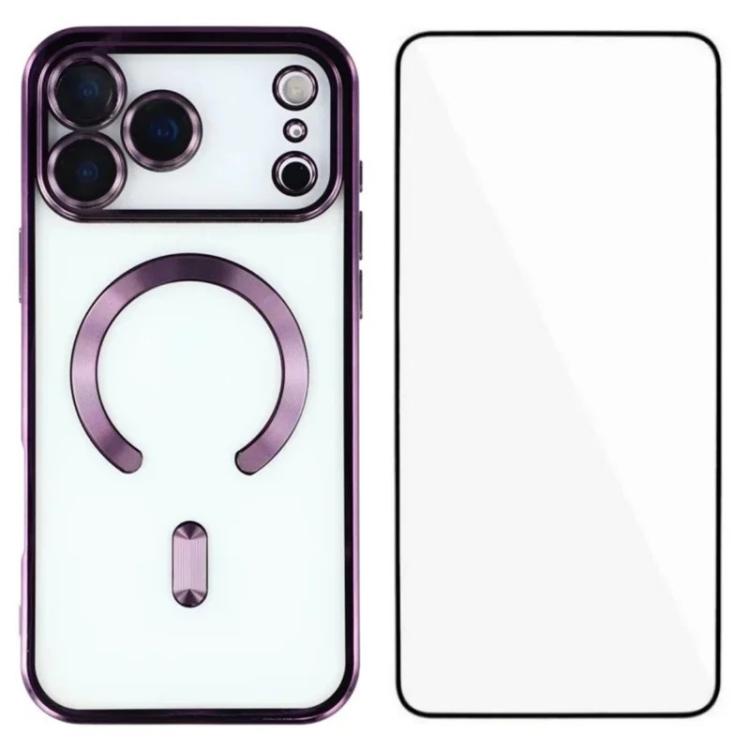 Custodia per telefono WANLONFENG CD magnetica in TPU galvanizzato con protezione per lo schermo, For iPhone 17 Pro Max, For iPhone 17 Pro, For iPhone 17