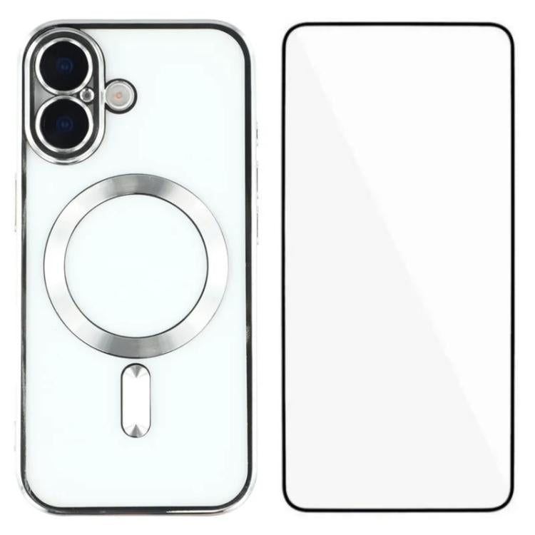 Custodia per telefono WANLONFENG CD magnetica in TPU galvanizzato con protezione per lo schermo, For iPhone 17 Pro Max, For iPhone 17 Pro, For iPhone 17