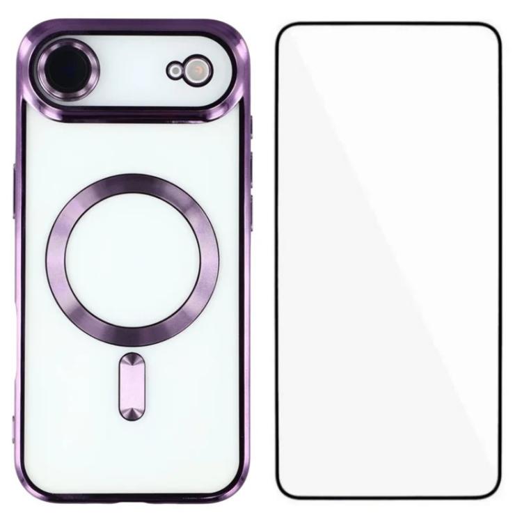 Custodia per telefono WANLONFENG CD magnetica in TPU galvanizzato con protezione per lo schermo, For iPhone Air, For iPhone 16 Pro Max, For iPhone 16 Pro