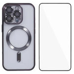 Custodia per telefono WANLONFENG CD magnetica in TPU galvanizzato con protezione per lo schermo, For iPhone Air, For iPhone 16 Pro Max, For iPhone 16 Pro