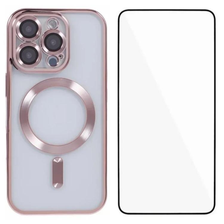 Custodia per telefono WANLONFENG CD magnetica in TPU galvanizzato con protezione per lo schermo, For iPhone Air, For iPhone 16 Pro Max, For iPhone 16 Pro