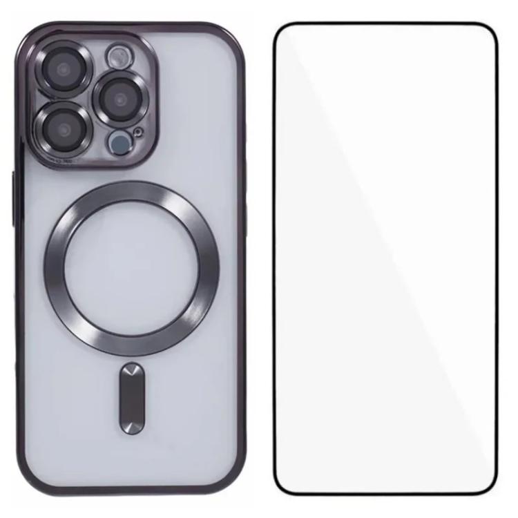 Custodia per telefono WANLONFENG CD magnetica in TPU galvanizzato con protezione per lo schermo, For iPhone Air, For iPhone 16 Pro Max, For iPhone 16 Pro
