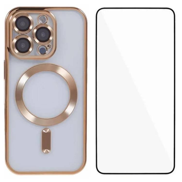 Custodia per telefono WANLONFENG CD magnetica in TPU galvanizzato con protezione per lo schermo, For iPhone Air, For iPhone 16 Pro Max, For iPhone 16 Pro