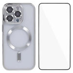 Custodia per telefono WANLONFENG CD magnetica in TPU galvanizzato con protezione per lo schermo, For iPhone Air, For iPhone 16 Pro Max, For iPhone 16 Pro