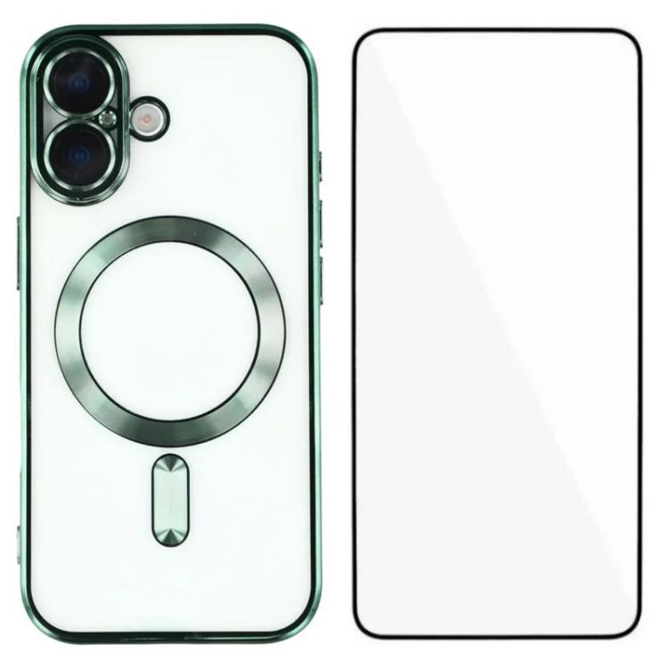 Custodia per telefono WANLONFENG CD magnetica in TPU galvanizzato con protezione per lo schermo, For iPhone 16, For iPhone 15 Pro Max, For iPhone 15 Pro