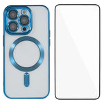 Custodia per telefono WANLONFENG CD magnetica in TPU galvanizzato con protezione per lo schermo, For iPhone 16, For iPhone 15 Pro Max, For iPhone 15 Pro