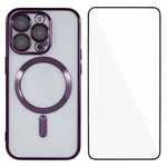 Custodia per telefono WANLONFENG CD magnetica in TPU galvanizzato con protezione per lo schermo, For iPhone 16, For iPhone 15 Pro Max, For iPhone 15 Pro