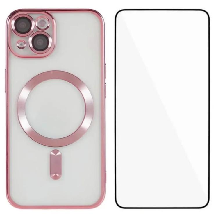 Custodia per telefono WANLONFENG CD magnetica in TPU galvanizzato con protezione per lo schermo, For iPhone 15, For iPhone 14, For iPhone 14 Pro