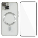 Custodia per telefono WANLONFENG CD magnetica in TPU galvanizzato con protezione per lo schermo, For iPhone 15, For iPhone 14, For iPhone 14 Pro