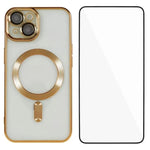 Custodia per telefono WANLONFENG CD magnetica in TPU galvanizzato con protezione per lo schermo, For iPhone 15, For iPhone 14, For iPhone 14 Pro