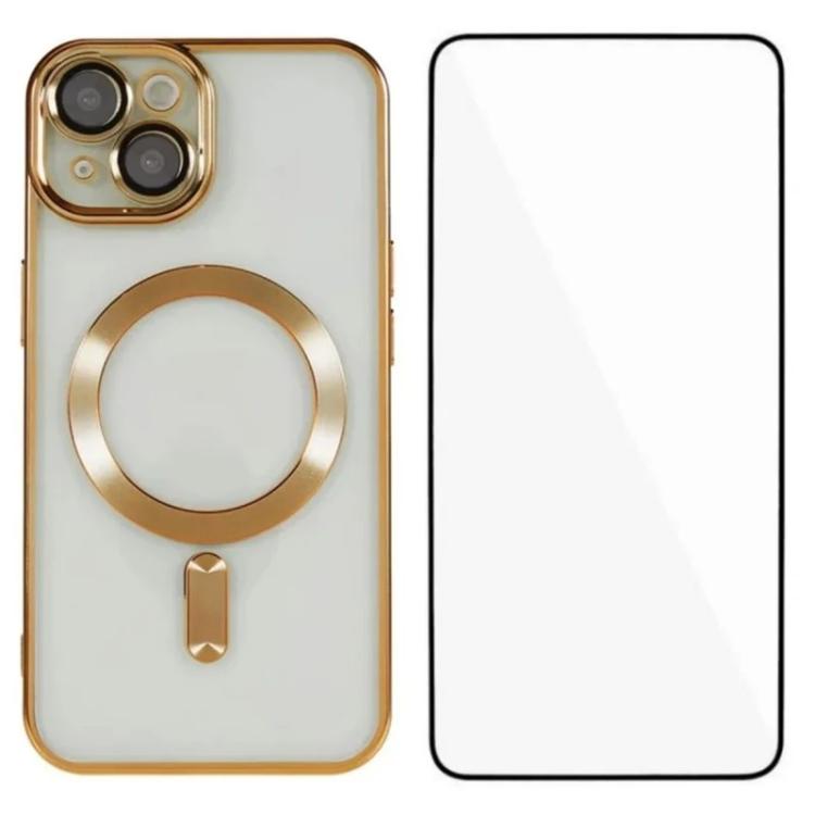 Custodia per telefono WANLONFENG CD magnetica in TPU galvanizzato con protezione per lo schermo, For iPhone 15, For iPhone 14, For iPhone 14 Pro