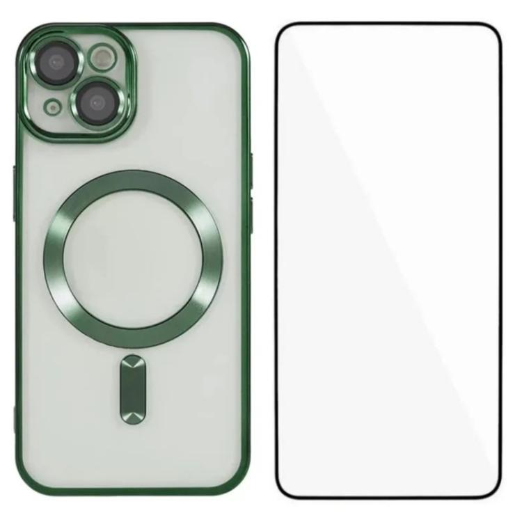 Custodia per telefono WANLONFENG CD magnetica in TPU galvanizzato con protezione per lo schermo, For iPhone 15, For iPhone 14, For iPhone 14 Pro
