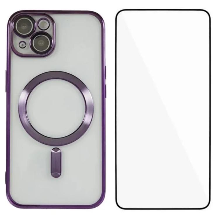 Custodia per telefono WANLONFENG CD magnetica in TPU galvanizzato con protezione per lo schermo, For iPhone 15, For iPhone 14, For iPhone 14 Pro