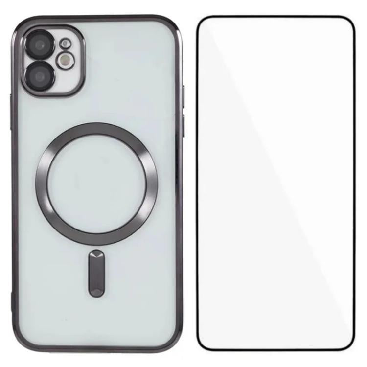 Custodia per telefono WANLONFENG CD magnetica in TPU galvanizzato con protezione per lo schermo, For iPhone 13, For iPhone 12, For iPhone 12 Pro Max
