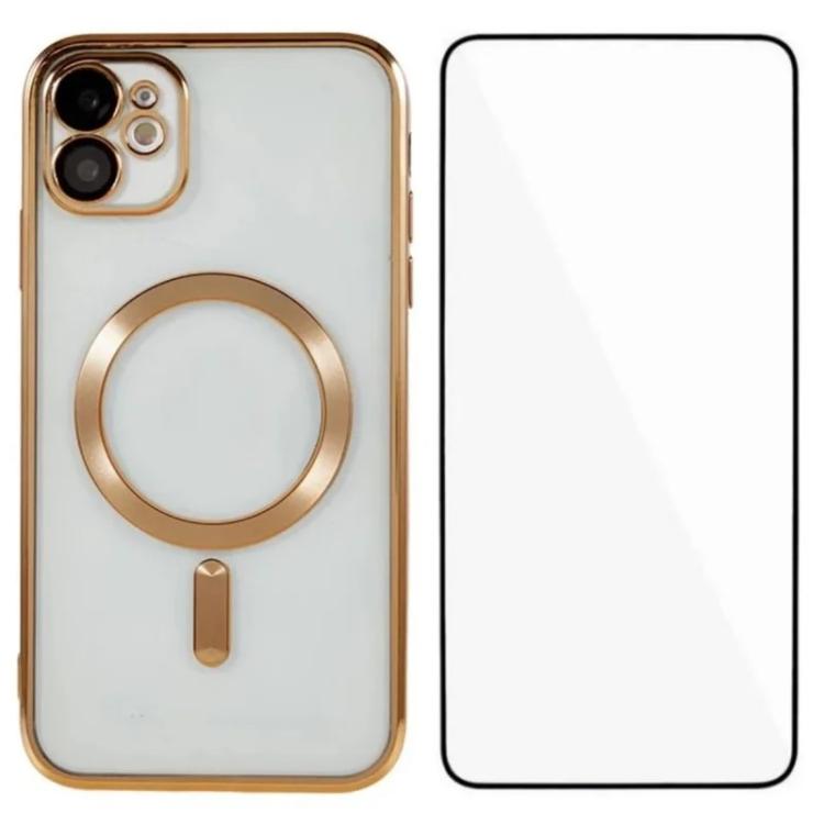 Custodia per telefono WANLONFENG CD magnetica in TPU galvanizzato con protezione per lo schermo, For iPhone 13, For iPhone 12, For iPhone 12 Pro Max