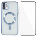 Custodia per telefono WANLONFENG CD magnetica in TPU galvanizzato con protezione per lo schermo, For iPhone 12 Pro, For iPhone 11 Pro Max, For iPhone 11