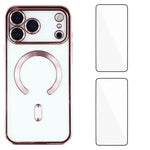 Custodia per telefono WANLONFENG CD magnetica in TPU galvanizzato con 2 pellicole protettive per lo schermo, For iPhone 17 Pro Max, For iPhone 17 Pro, For iPhone 17
