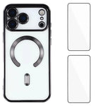Custodia per telefono WANLONFENG CD magnetica in TPU galvanizzato con 2 pellicole protettive per lo schermo, For iPhone 17 Pro Max, For iPhone 17 Pro, For iPhone 17