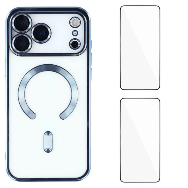 Custodia per telefono WANLONFENG CD magnetica in TPU galvanizzato con 2 pellicole protettive per lo schermo, For iPhone 17 Pro Max, For iPhone 17 Pro, For iPhone 17