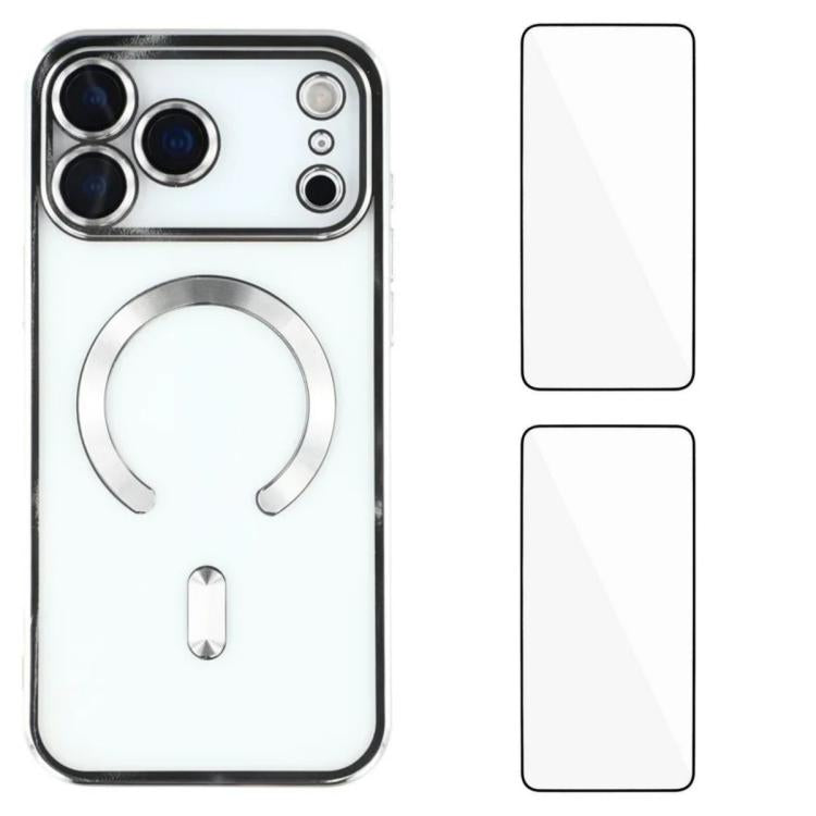 Custodia per telefono WANLONFENG CD magnetica in TPU galvanizzato con 2 pellicole protettive per lo schermo, For iPhone 17 Pro Max, For iPhone 17 Pro, For iPhone 17