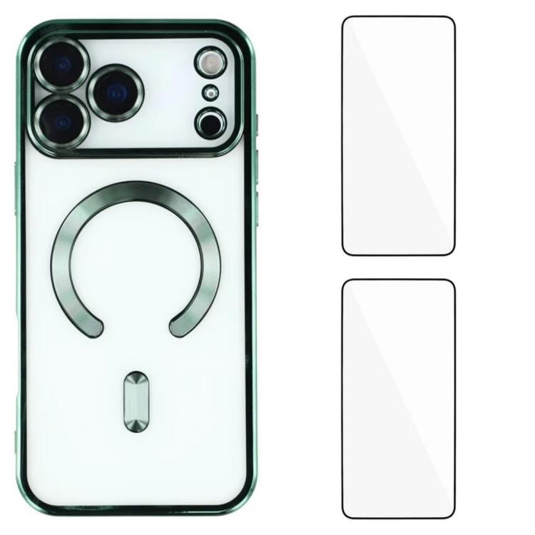 Custodia per telefono WANLONFENG CD magnetica in TPU galvanizzato con 2 pellicole protettive per lo schermo, For iPhone 17 Pro Max, For iPhone 17 Pro, For iPhone 17