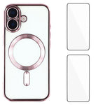Custodia per telefono WANLONFENG CD magnetica in TPU galvanizzato con 2 pellicole protettive per lo schermo, For iPhone 17 Pro Max, For iPhone 17 Pro, For iPhone 17