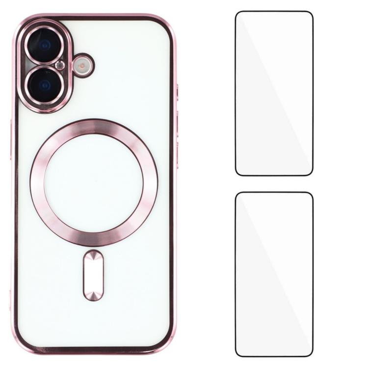 Custodia per telefono WANLONFENG CD magnetica in TPU galvanizzato con 2 pellicole protettive per lo schermo, For iPhone 17 Pro Max, For iPhone 17 Pro, For iPhone 17